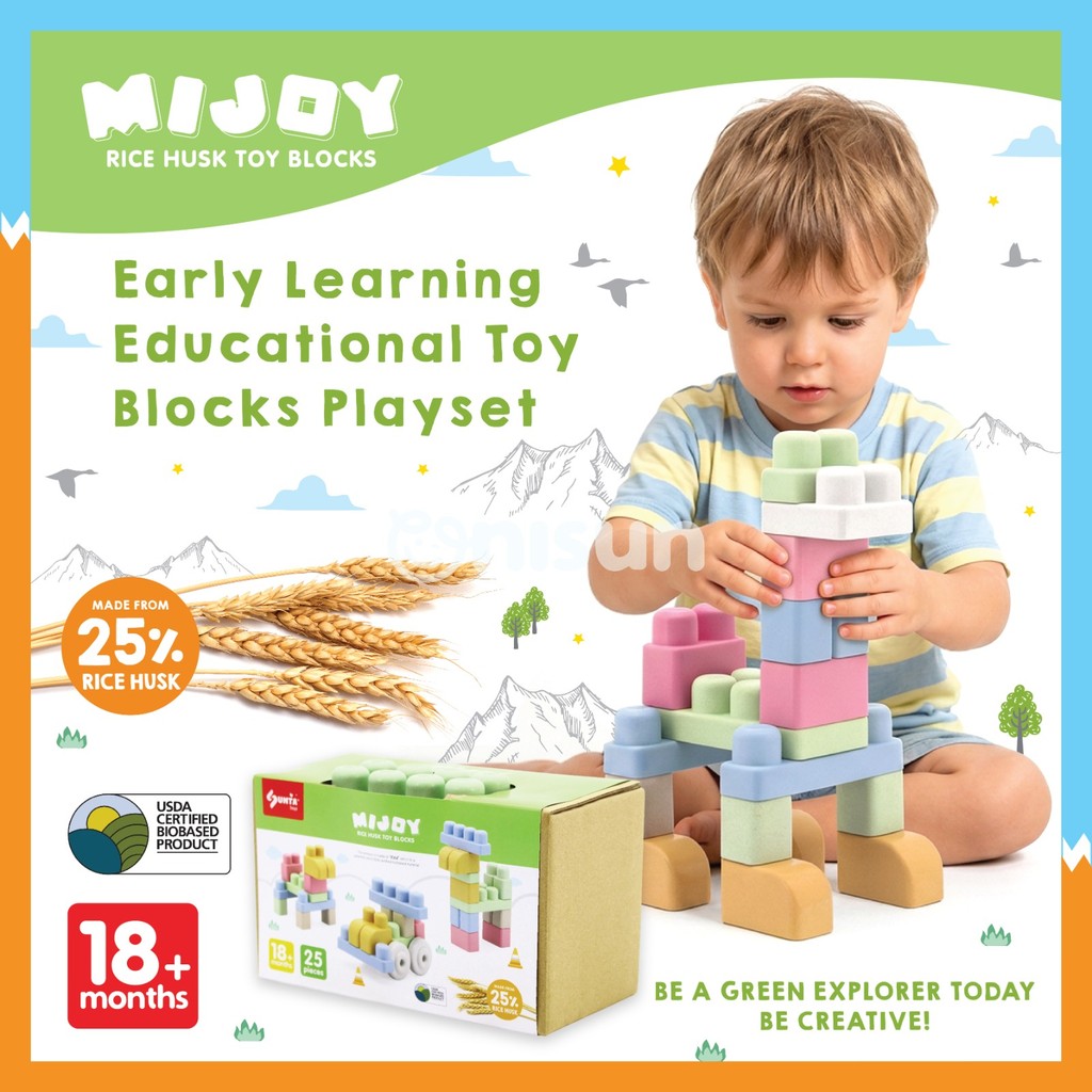25 PCS MIJOY Rice Husk Toy Blocks | Early Learning Educational Toy ...