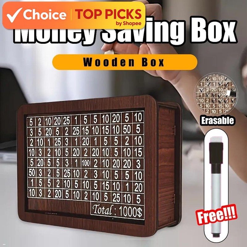 Wooden Savings Box Wooden Cash Saving Money Box Piggy Bank Saving ...