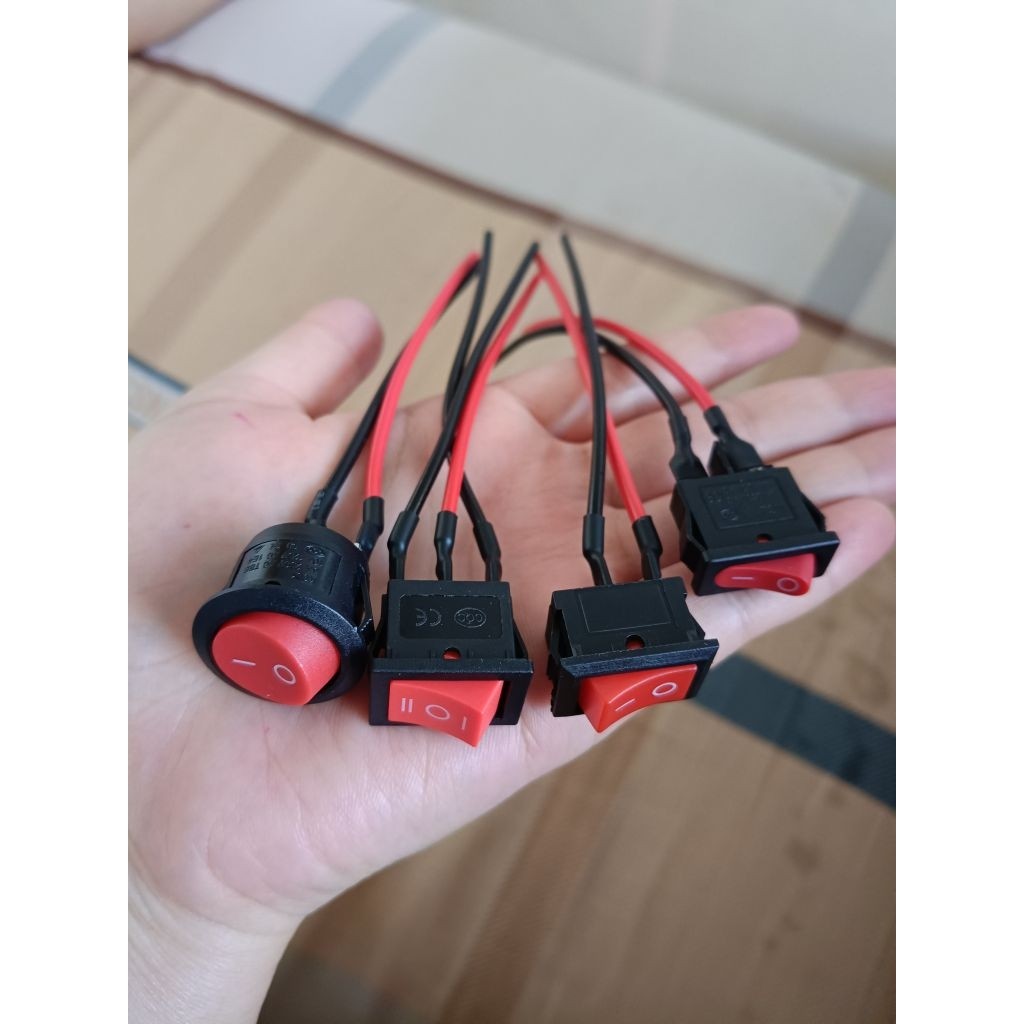 MERAH RED ROUND ON OFF SWITCH PLUS UNIVERSAL CABLE 2 CABLES 3 CABLES 2 ...
