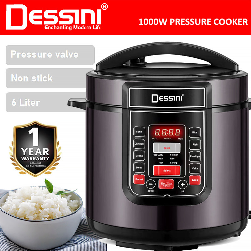 DESSINI ITALY 10IN1 6L Electric Digital Pressure Cooker Non-stick ...