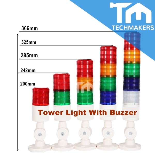 24V 1Layer — Industrial LED Tower Light with Buzzer (Stack Signal Light) Techmakers