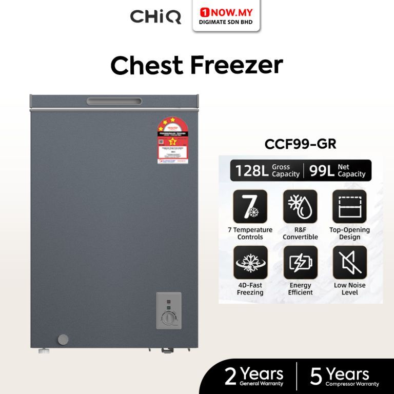 CHiQ 128L Chest Freezer Elf 4D-Fast Freezing CCF99-GR | 3 Star Energy ...