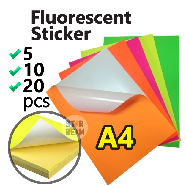 A4 Fluorescent Printable Color Sticker Paper/Inkjet Printable/A4 ...