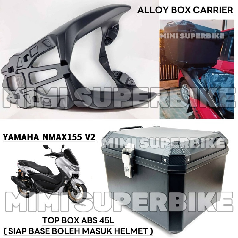 YAMAHA NMAX155 V2 2020-2025 TOP BOX ABS 45L & ALLOY BOX CARRIER HEAVY ...