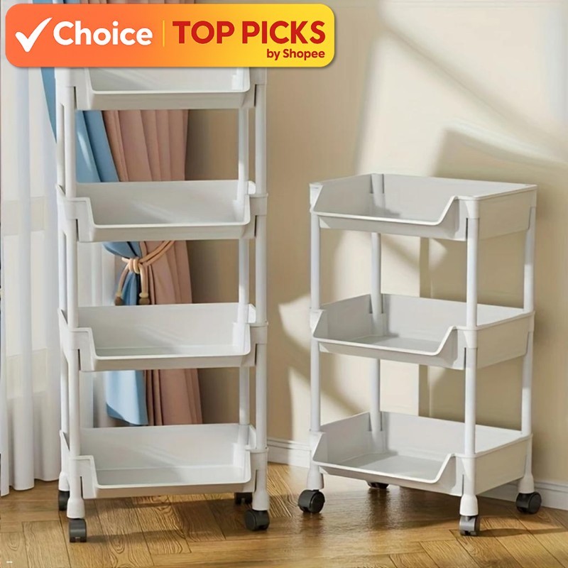 Smart Store Trolley Rack with Wheels - Waterproof Plastic Corner Shelf ...