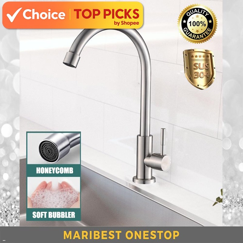 [Local] 304 Stainless Steel Kitchen Sink Tap Kitchen Faucet Paip Air ...