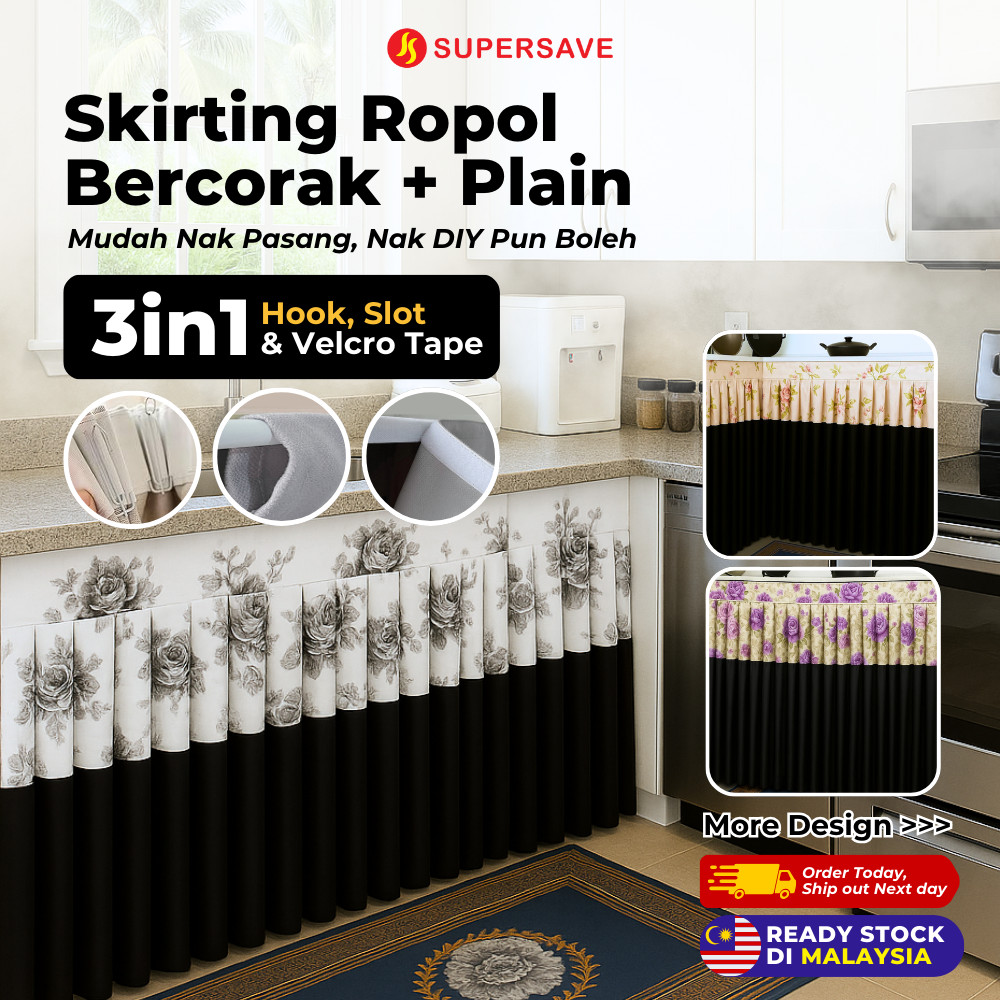 SUPERSAVE Kitchen Cabinet Curtain Ropol Semi Design Skirting Langsir ...