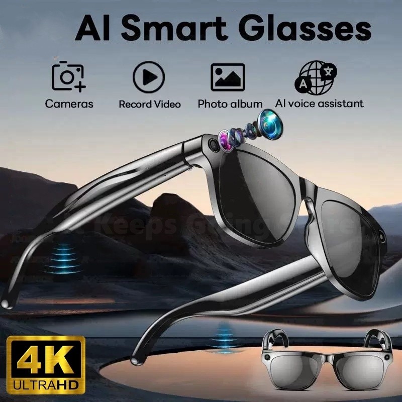 4K HD Smart Glasses AI GPT Camera Bluetooth Call 260Mah Battery Voice ...