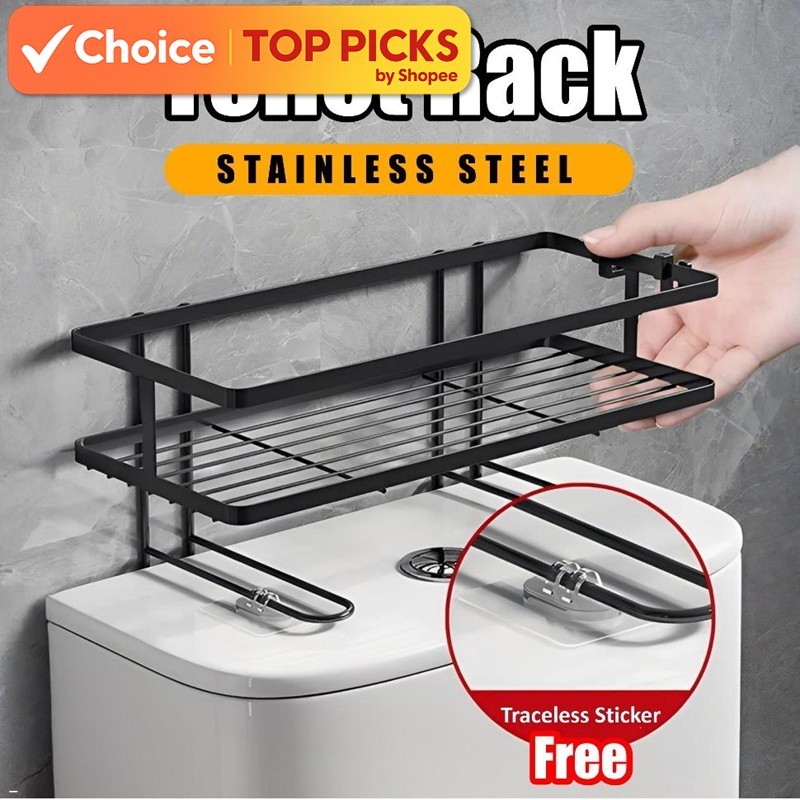 Stainless Steel Toilet Rack Organizer Toiletries Bathroom Storage Shelf ...