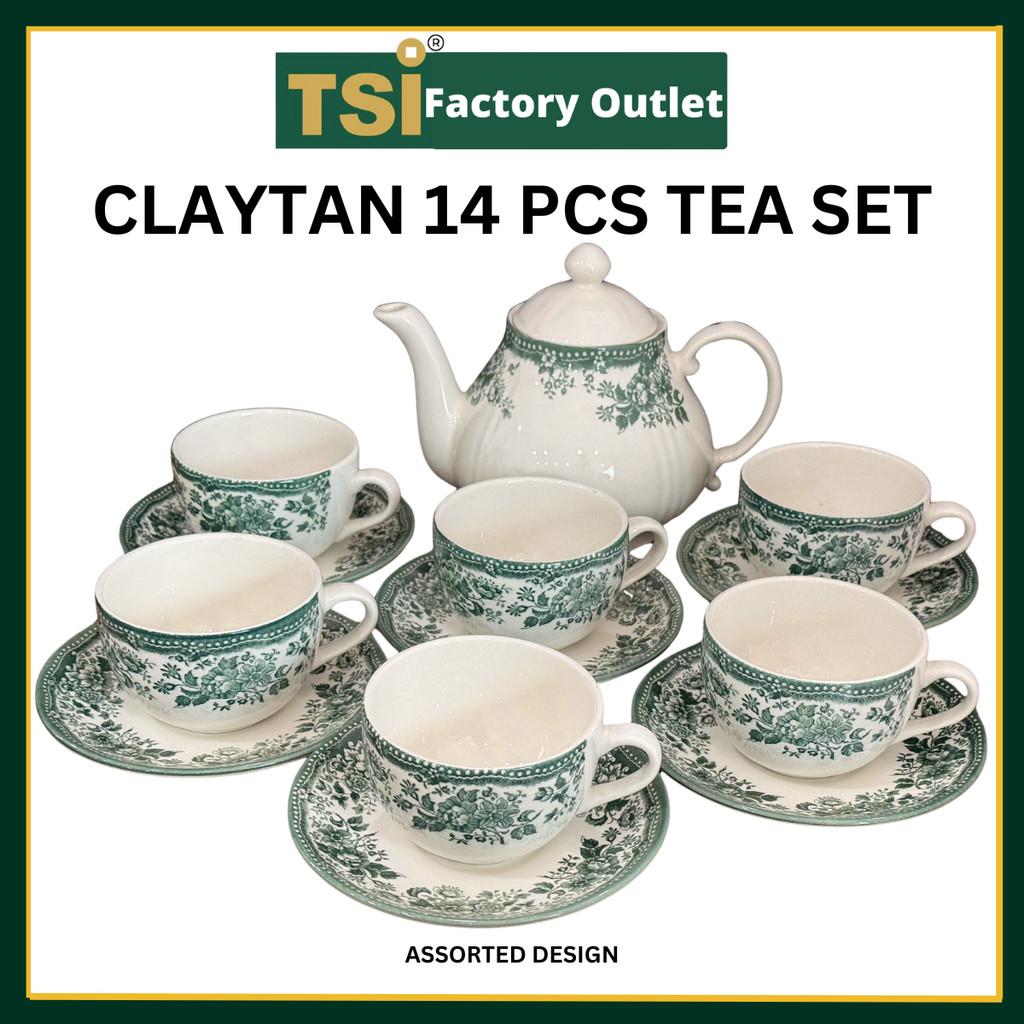 CLAYTAN SET TEKO 14 KEPING | 14 PCS TEA SET (ASSORTED DESIGN) Ceramic ...