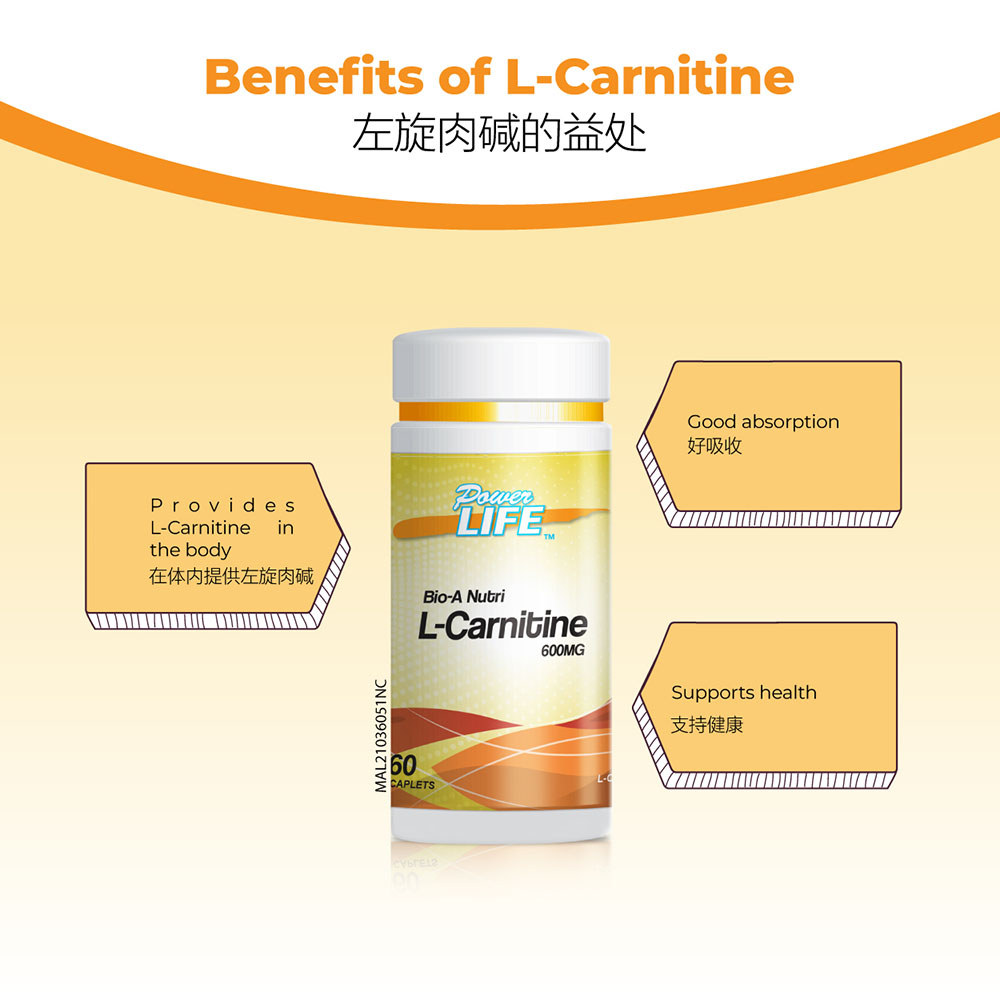 Powerlife Bio-A Nutri L-Carnitine 600mg 60s | Energy Production for Heart  Health
