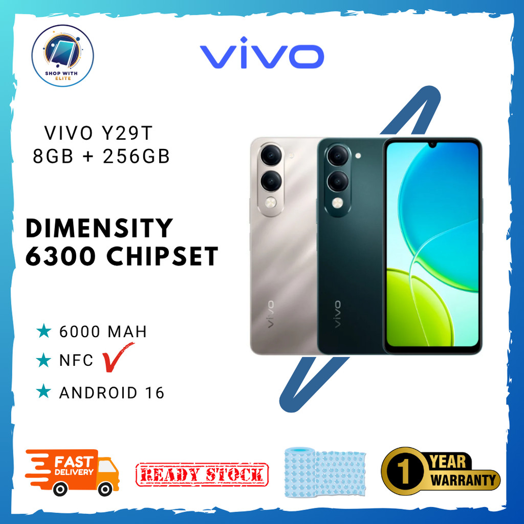 VIVO Y29T Smartphone | 8GB RAM + 256GB ROM | 1YEAR WARRANTY | Shopee ...