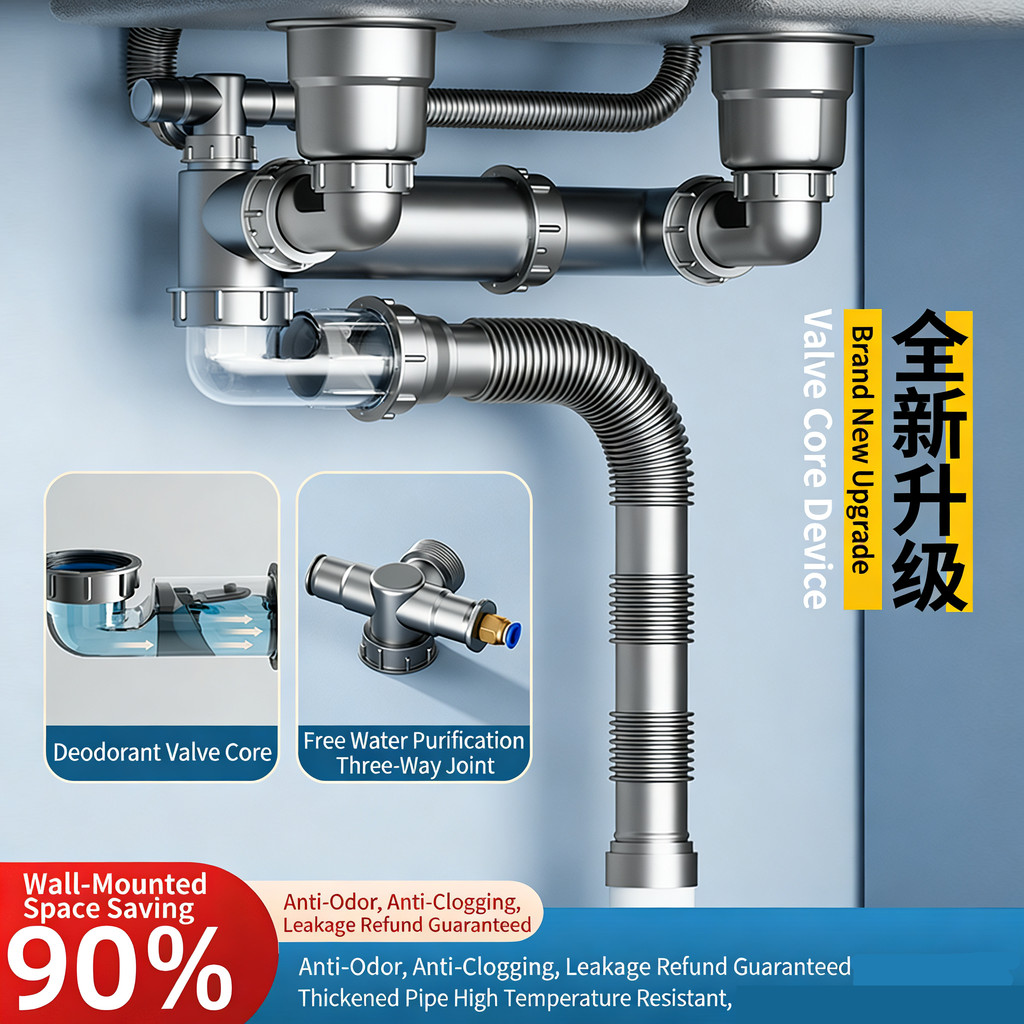 Kitchen Drain Pipe Kitchen Drain Pipe Vegetable sink sewer pipe ...