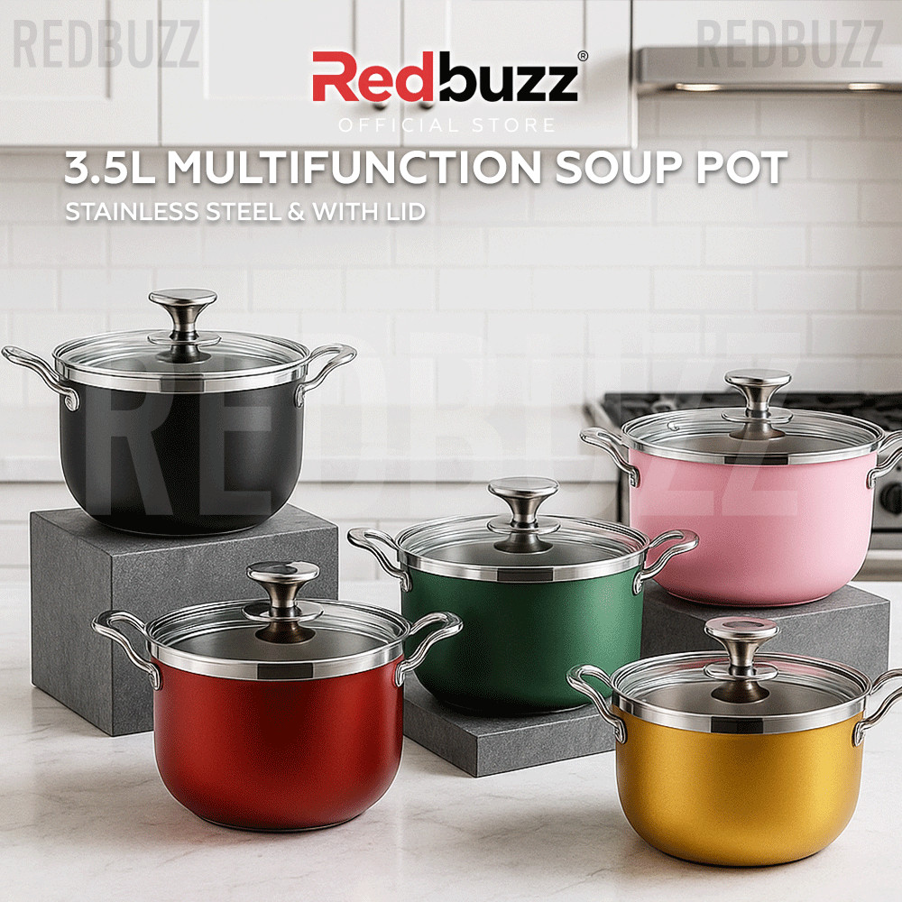 REDBUZZ PREMIUM 3.5L Stainless Steel Soup Pot Multifunctional Pot with ...