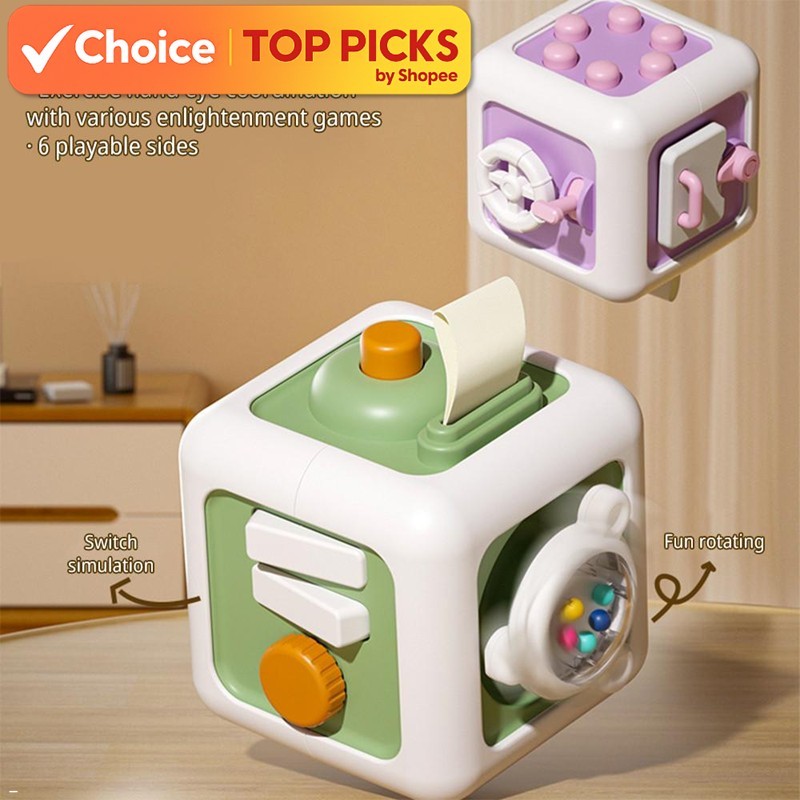 Bevavar 6in1 Multi-Play Busy Cub e Toys Montessori Hexahedron Busy Toys ...