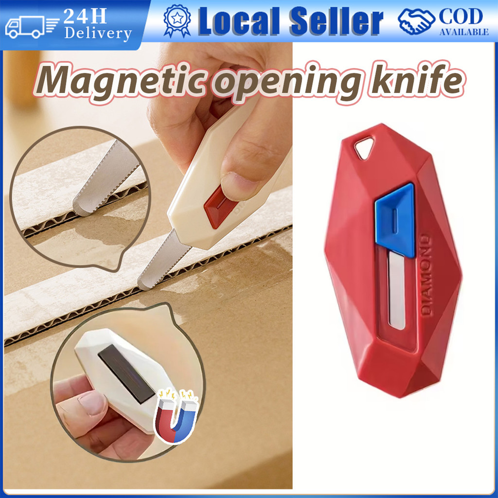 Magnetic Unboxing Knife Auto-retract Mini Parcel Cutter Knife Teflon ...