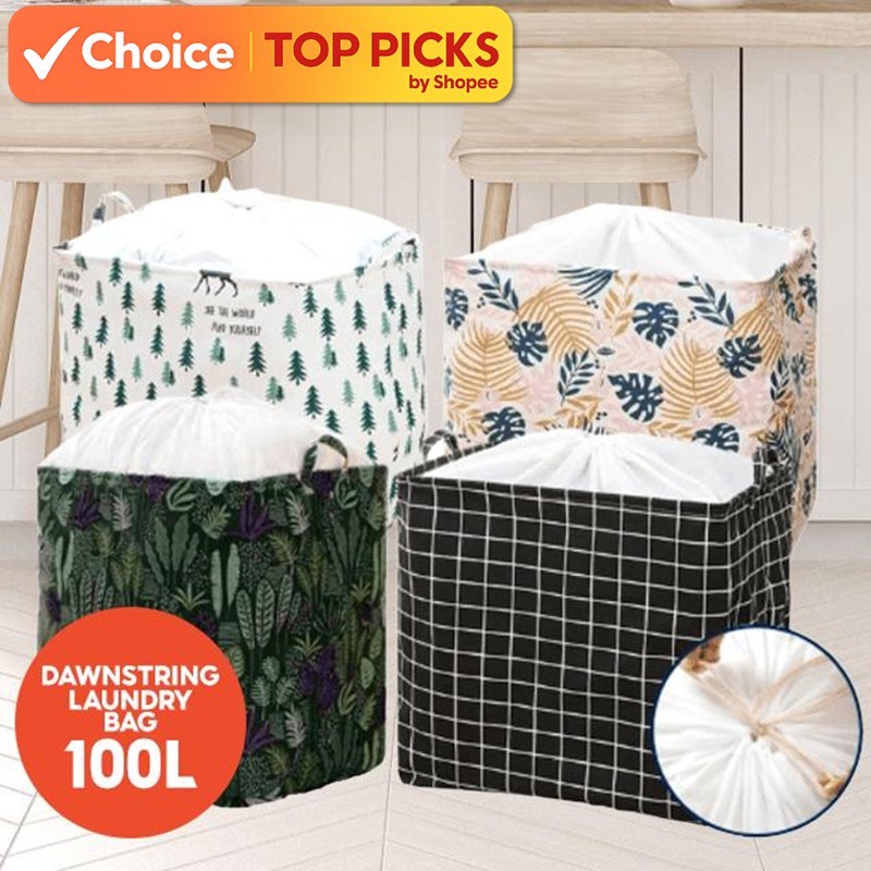 100L Extra Large Foldable Laundry Basket – Waterproof Rectangle Bin ...