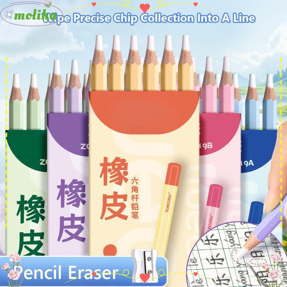 MOLIHA 6PCS/Set Eraser, Pencil Shape Without Leaving Marks Pencil ...