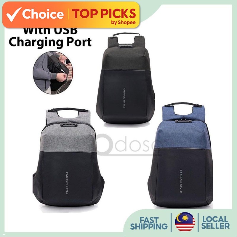 [Shopee Choice] Anti Theft Design Double Strap Travel Backpack with ...