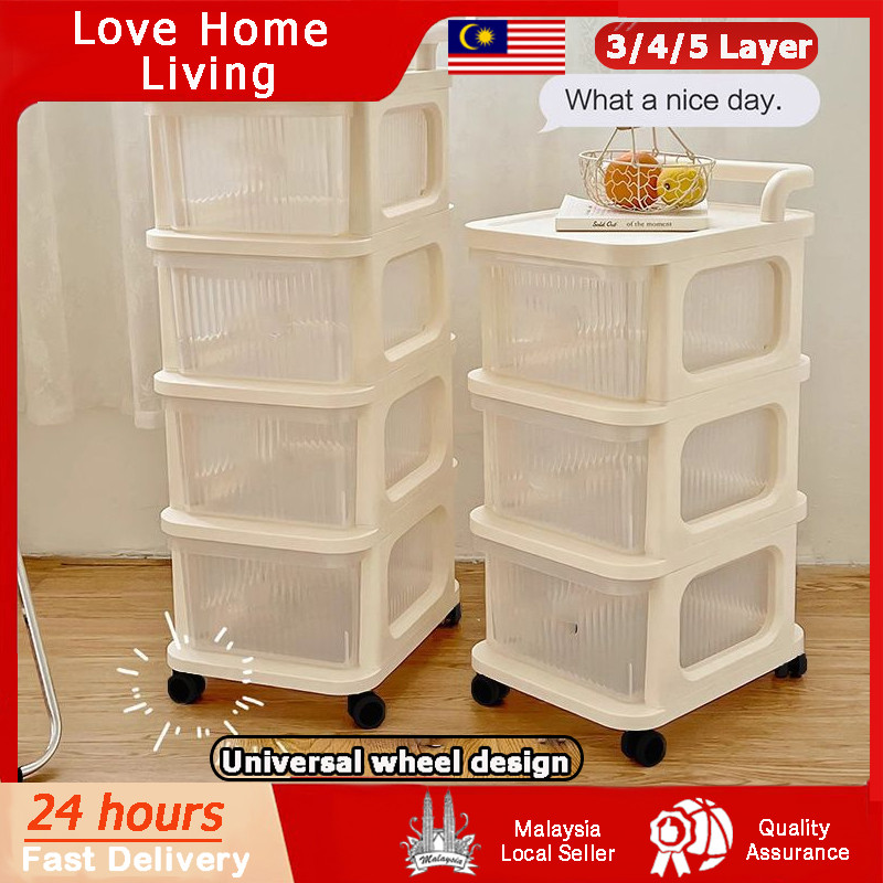 3-5 Layer Trolley Rack Drawer Cabinet Stroller Baby Storage Rack ...