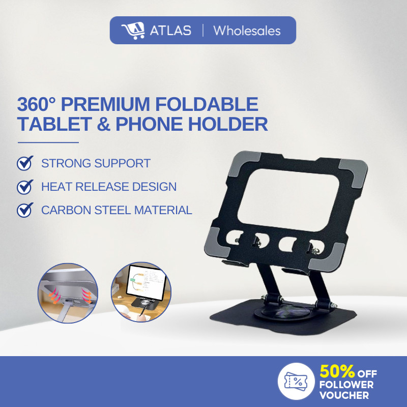 ATLAS Laptop Stand Foldable Laptop Stand 360°Rotating Height Adjustable ...