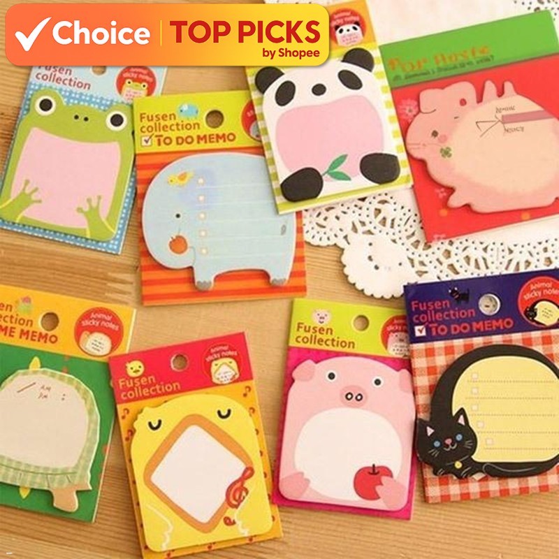 [Shopee Choice] Cute Cartoon Memo Sticky Note Zoo Animal Park Sticker ...