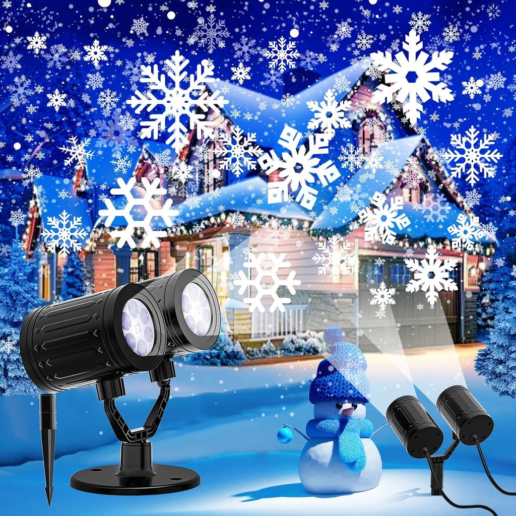 Double Head Christmas Snowflake Projector Lights Outdoor, Timing Mode ...