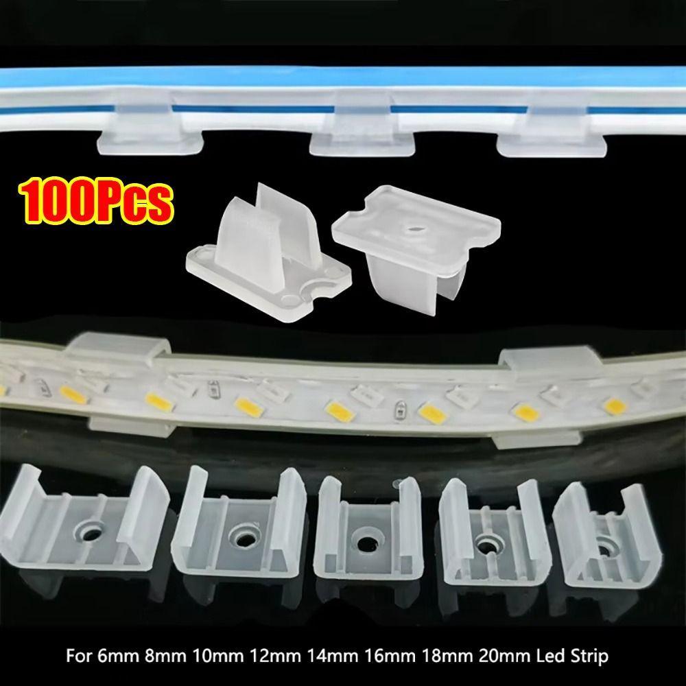 LITTLEX0 100Pcs Light Mounting Buckle, Plastic 8-20mm LED Strip Fixed ...