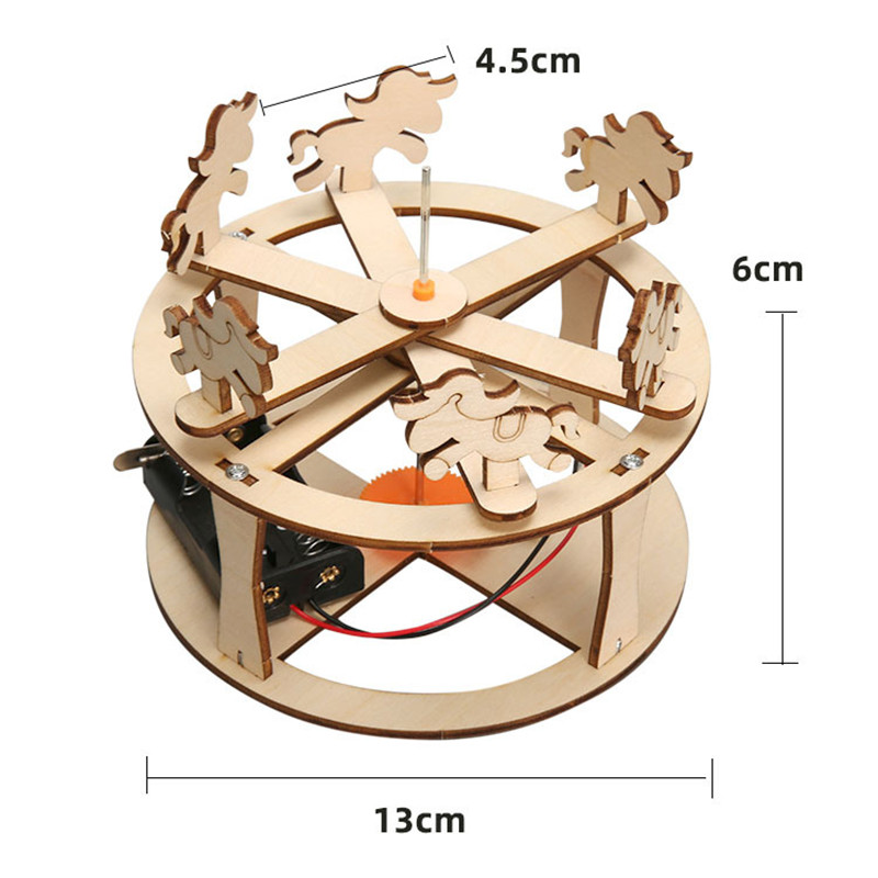 [color] Wood Merry-go-round Carousel Kits DIY Science Building Projects ...