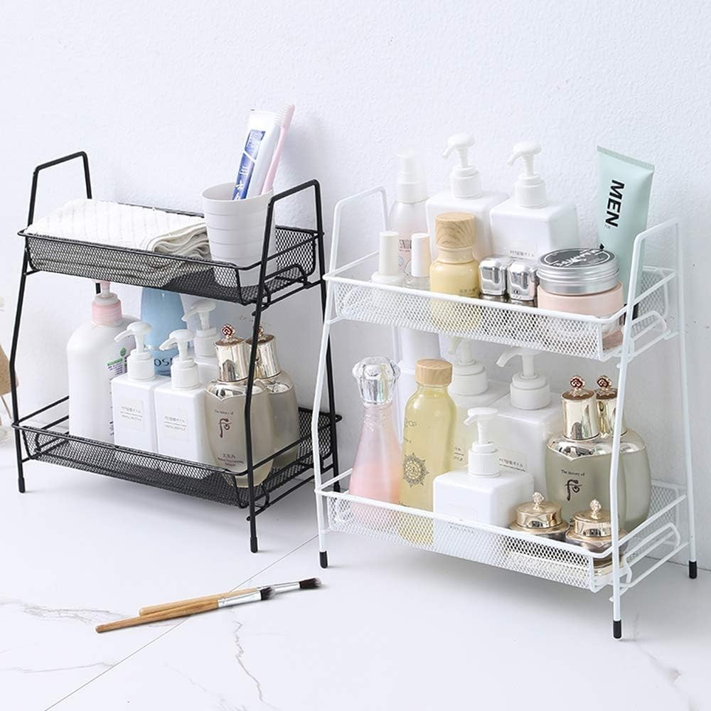 2 Layer Iron Rack Cosmetic Storage Rack Desktop Storage Multifunctional ...