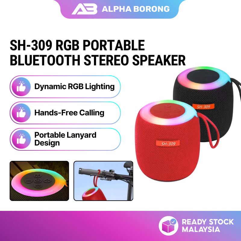 Alpha Borong Bluetooth Speaker RGB Light Mini Fabric Stereo Wireless ...
