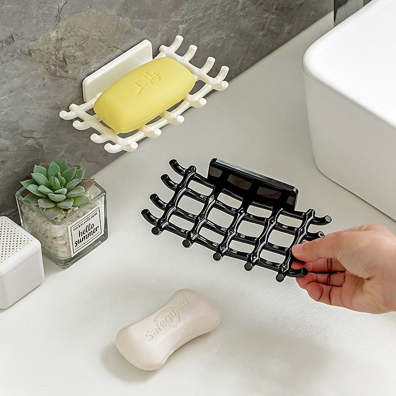 Upgraded Grid Soap Rack Wall-Mounted Perforated Soap Rack Toilet ...