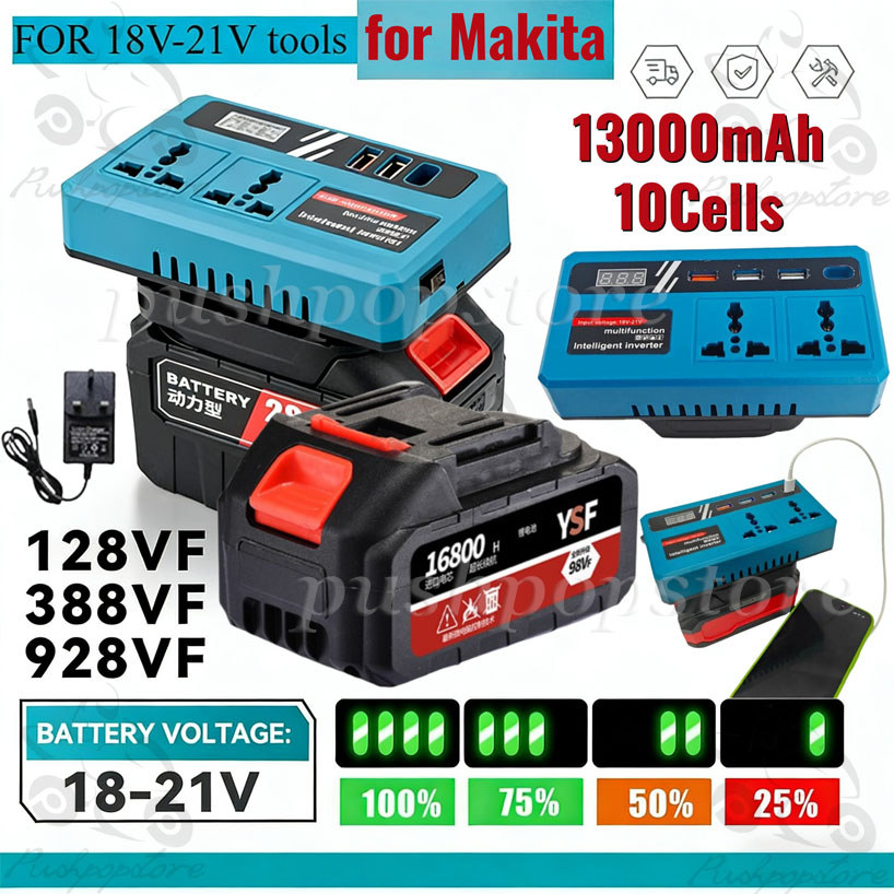 13000mAh 10 Cells 21V Rechargeable Makita Lithium Battery Power ...