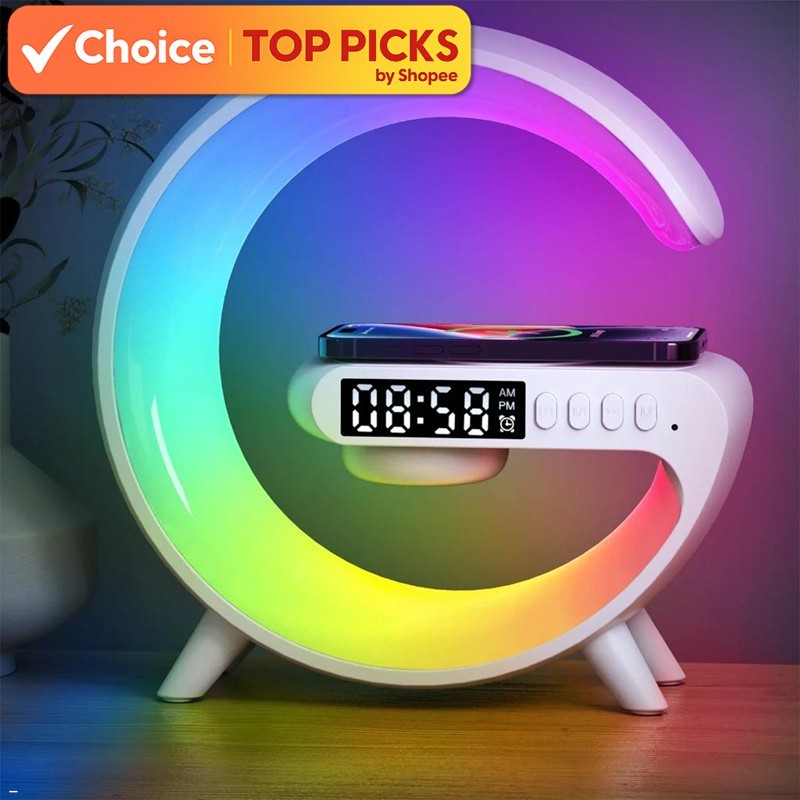 4 in1 LED Atmosphere Light RGB Wireless Charger Bluetooth Speaker Table ...