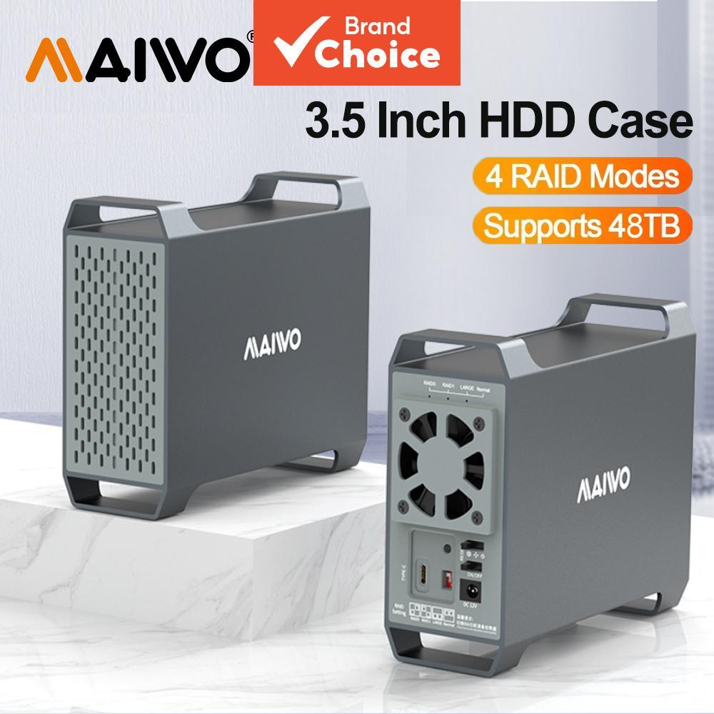 Maiwo 3.5-inch Dual Bay RAID External Hard Drive Enclosure with Cooling ...