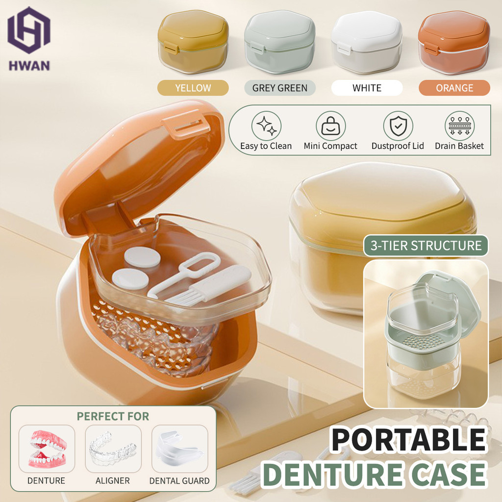 Denture Box Dental Retainer Portable Mouth Guard Container Supplies ...