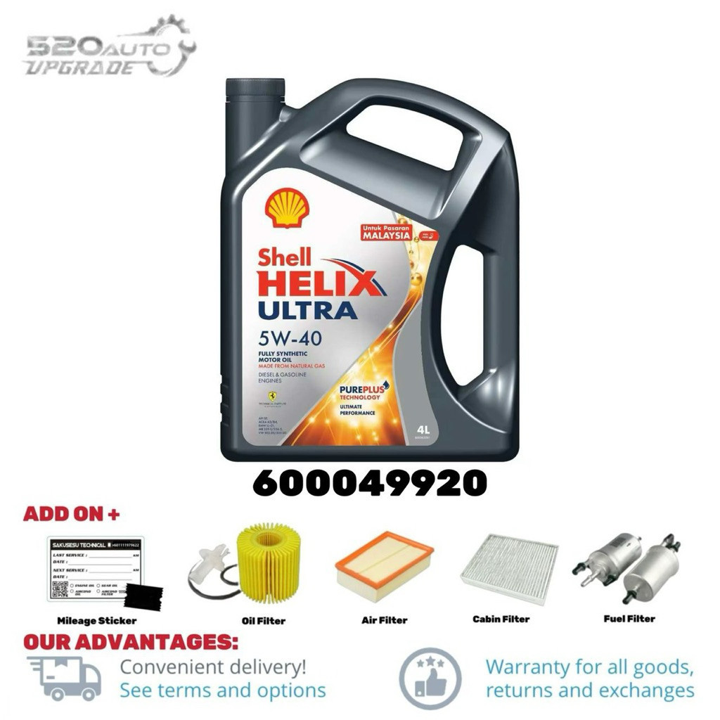 600049920 Shell Helix Ultra 5W-40 Fully Synthetic Engine Oil (4L) PM ...