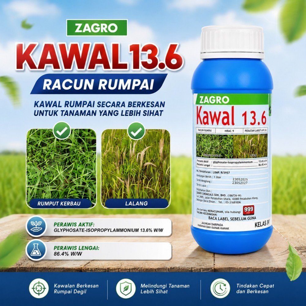 1L Kawal Racun Rumput Racun Rumpai Racun Lalang Racun Serap Glyphosate ...