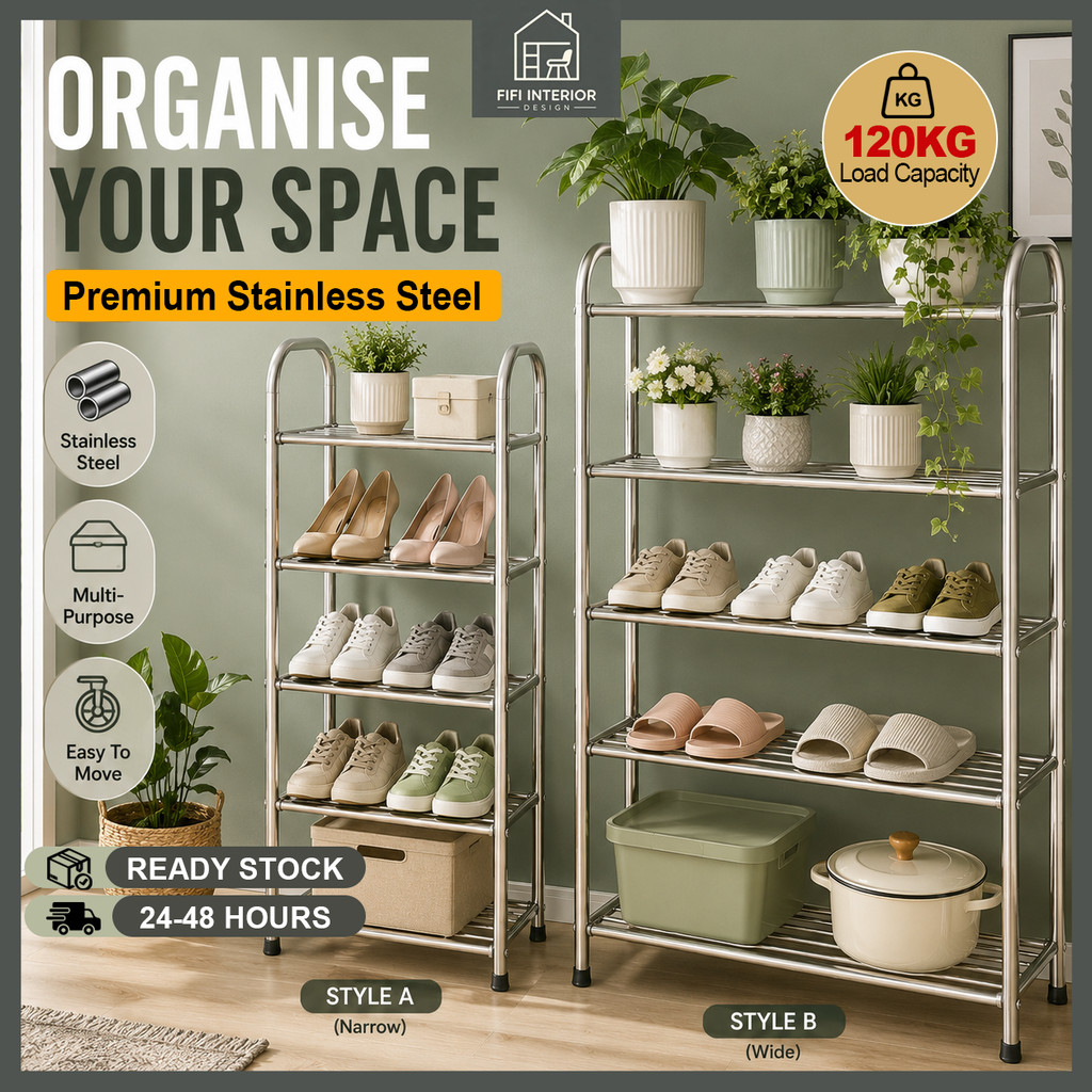 Stainless Steel n Plastic Shoes Rack/Flower Rack/ Indoor Outdoor Rack ...