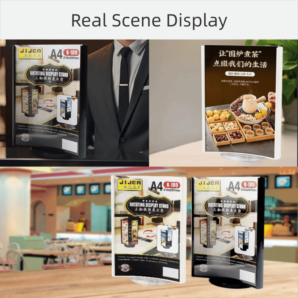 ROTUR Menu Display Stand, Three-Sided Smooth Rotate Acrylic Revolving ...
