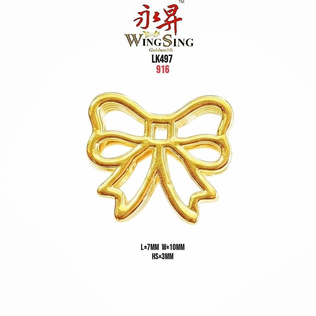Wing Sing 5G 916 镂空蝴蝶蝴蝶结吊坠手串 Loket Charm Rama Rama Reben Emas 916 ...