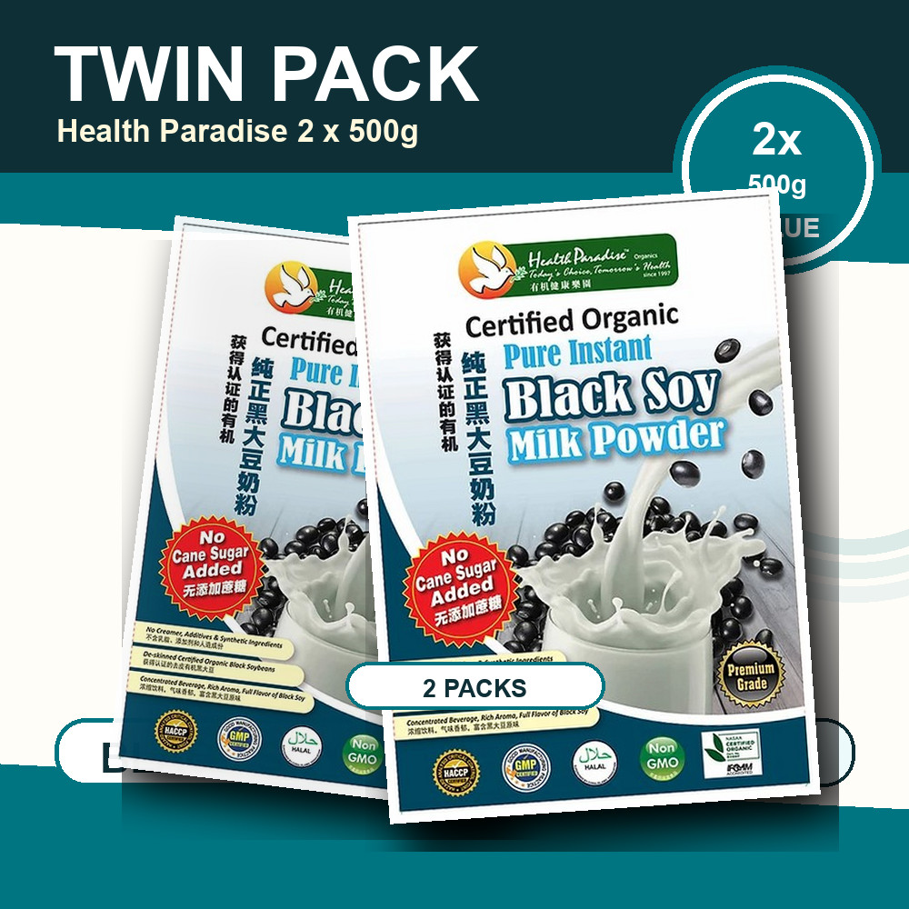 2x Health Paradise Organic Black Soy Milk Powder 500g Twin Pack Exp 1/ ...