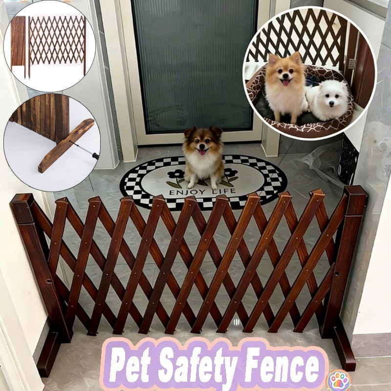 Curated visual reference: Picture Idea: Pet Safety Fence Retractable Telescopic Wooden Solid Wood Mesh Pet