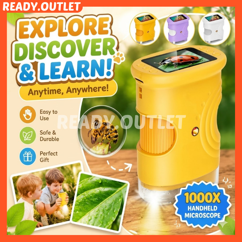 Handheld Digital Microscope Kids with 2Inch HD Screen 1000X Pocket ...