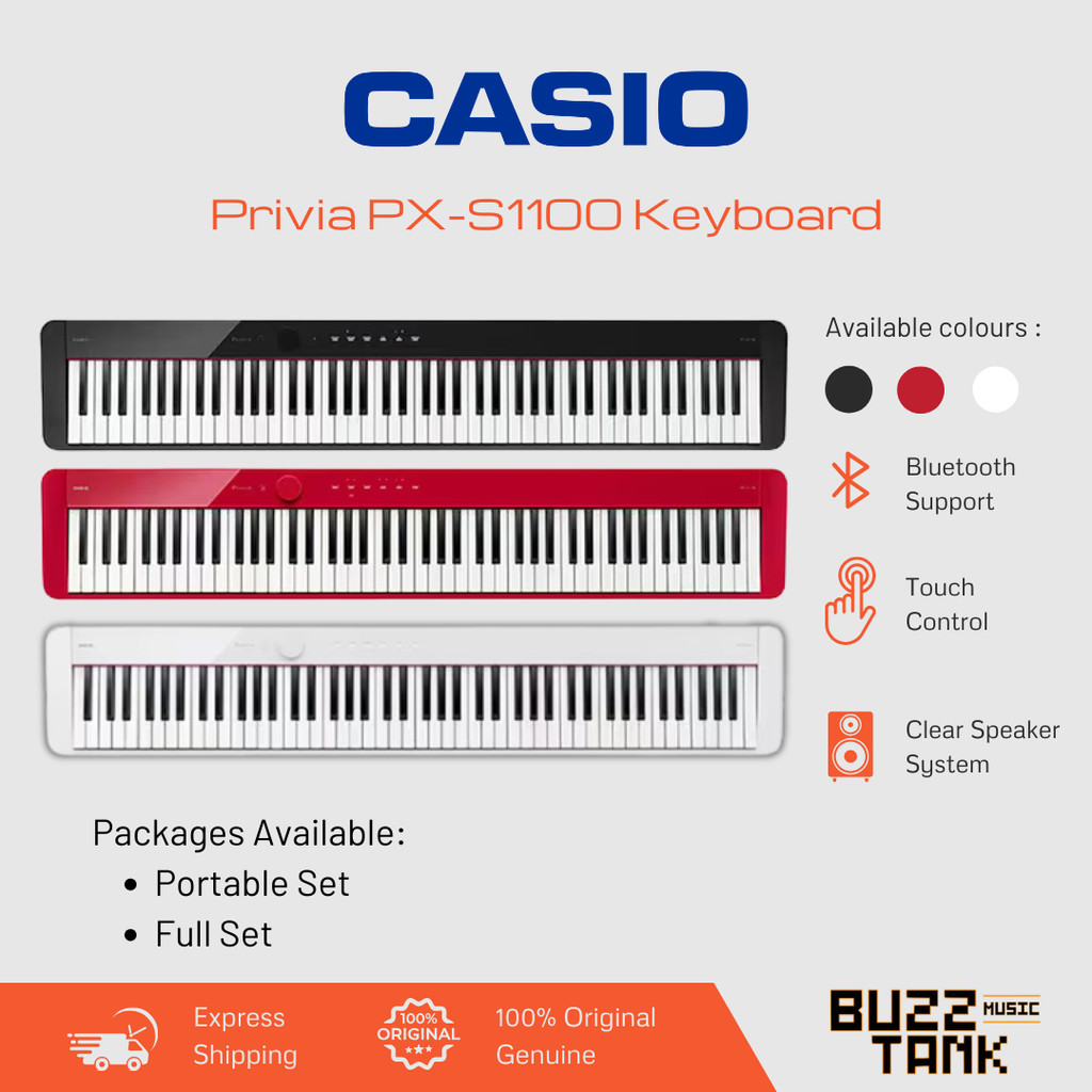 Casio PX-S1100 Privia 88-Key Digital Piano, Portable / Full Set ...