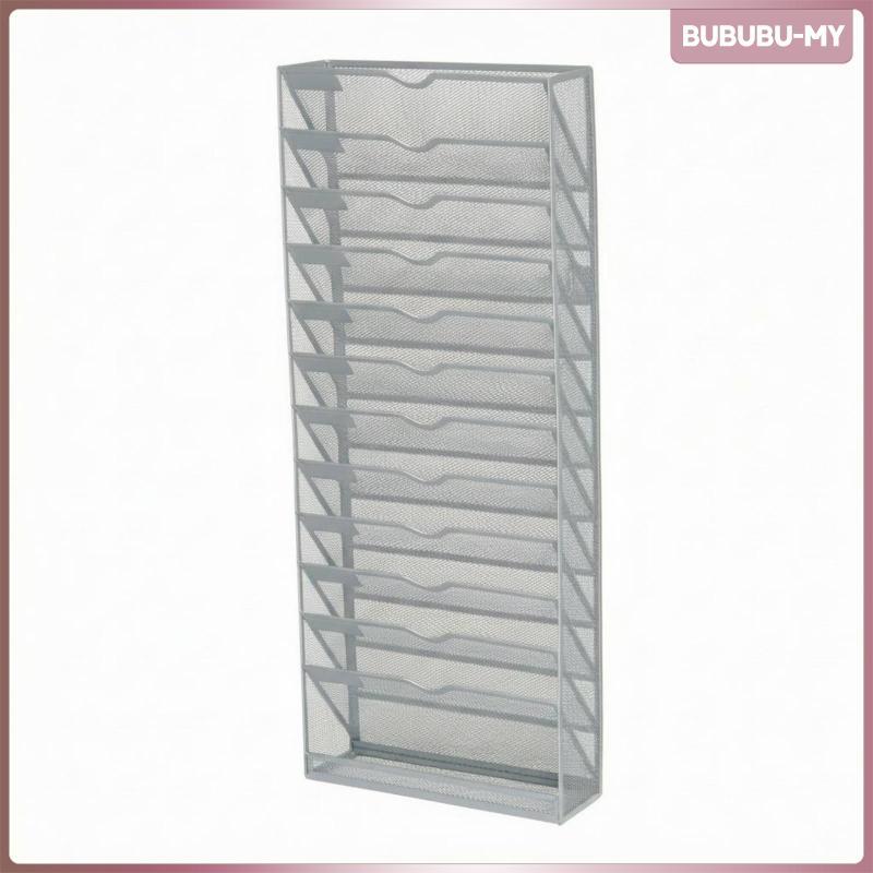 [BububuMY] 13-Tier File Rack Stepped Slots Metal Mesh File Organizer ...
