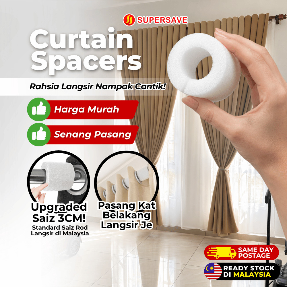 SUPERSAVE Curtain Spacer Ripple Fold Blackout Curtain Wave Fold Curtain ...