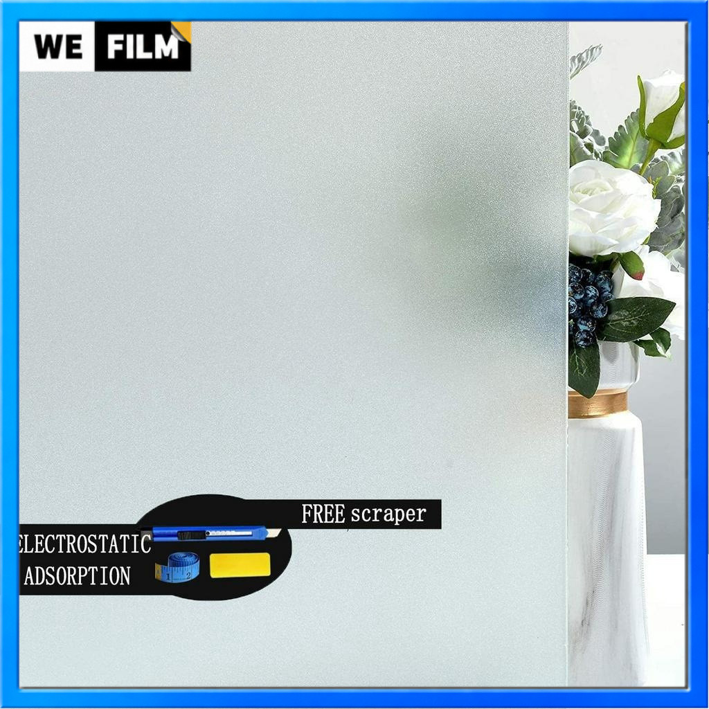 Frosted Privacy Window Film Non Adhesive UV Blocking Removable Glass ...