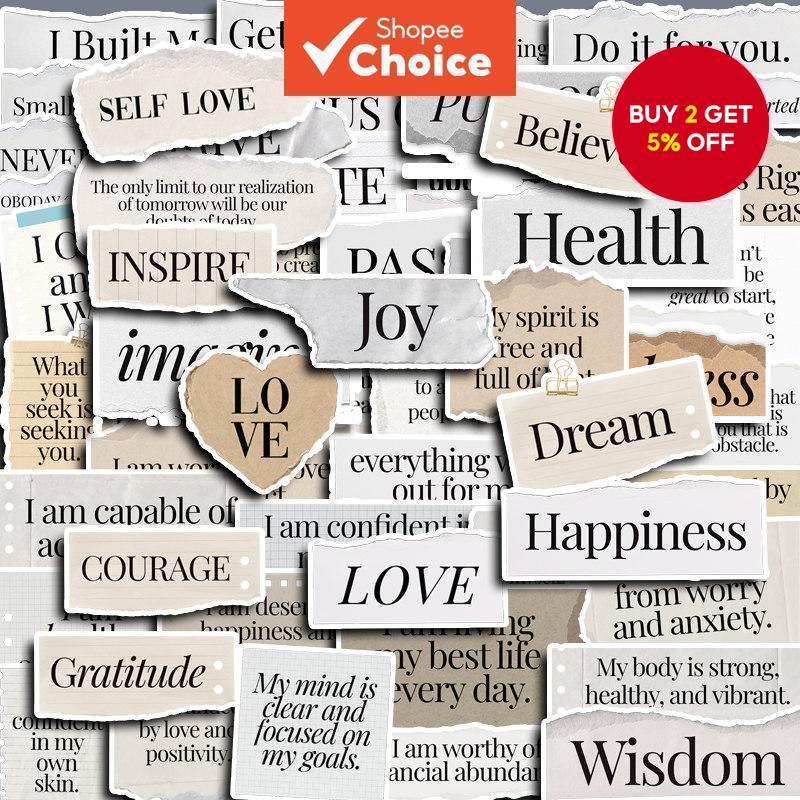 60pcs English Tearing Paper Stickers Diy Computer Laptop Washi ...