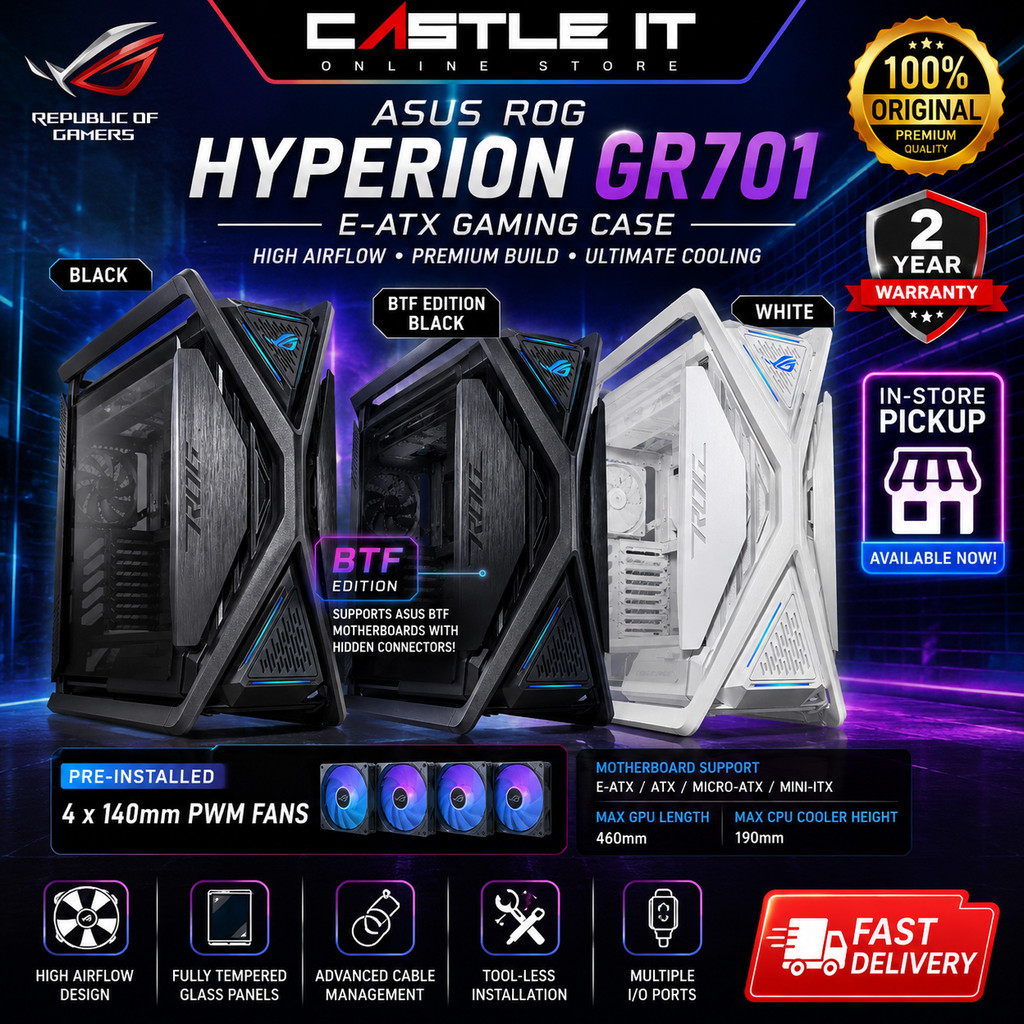ASUS ROG Hyperion GR701 Casing E-ATX (Black / BTF Black / White) Gaming ...